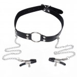 Neck collar, neck cuffs, breast clip chain, SM props, sex tools, couple's sex products, sex products, SM binding straps, adjustment