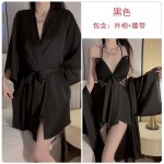 Guiruo Bride Morning Robe Sexy Backless Temptation Ice Silk Pajamas Comfortable and Simple Outer Robe Home Suit Set P3945