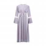 Guiruo Brand Sexy Suspended Sleeping Dress Bowknot Women's Leisure Breathable Lace Satin Home Furnishing Set J2629