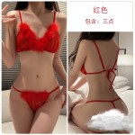 Guiruo Fun Lingerie Attractive Women's Sexy Plush Bra Three Point Transparent Women's Uniform Set 19502