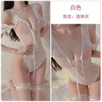 Guiruo Fun Lingerie Sexy Perspective Attractive Deep V Strap Buckle Free One Piece Uniform Set Issued on behalf of 718