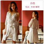 Guiruo Sexy Sexy Home Fur Long Sleeve Ice Silk Large Casual Nightwear Sling Nightwear Nightgown Set 311