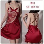 Guiruo Fun Lingerie Sexy Backless Sexy Sleepwear Lace Embroidery Chest Cushion Suspended Dress Home Suit Set 1488