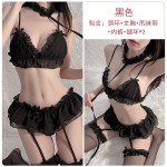 Guiruo Autumn and Winter Fun Lingerie Sexy Chiffon Perspective Attractive Hot Three Point Bed Uniform Set Issued on behalf of 104