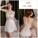 Guiruo Sexy Plus Chest Cushion Gathered Open Back Suspender Sleeping Dress Ice Silk Simple Outer Robe Comfortable Home Suit Set 3124