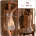 Qiruo Brand Autumn and Winter Sexy Lace Perspective Backless Chest Cushion Suspender Sleeping Dress Women's Home Furnishing Set Issued on behalf of 1190