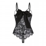 Guiruo Fun Lingerie Sexy Lace Perspective Sexy Allure One Piece Dress Bow Knot Off Breast Bed Uniform Set 1542