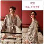 Guiruo Brand Cross border Sexy Lace Perspective Temptation Sling Sleeping Dress Outrobe Women's Home Furnishing Set Issued on behalf of 423