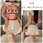 Guiruo Fun Lingerie Sexy Hot Hollow out Temptation Female Open Back Nurse Dress Role Playing Uniform Set 2768