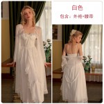 Guiruo New Sexy Plus Chest Cushion Casual Suspender Sleeping Dress with Open Back Comfortable Outer Robe Women's Home Furnishing Set W2195