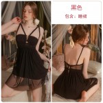 Guiruo Summer New Comfortable Mesh Outer Robe with Chest Cushion Sweet Girl Sling Sleeping Dress Home Suit Set 2644