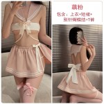 Guiruo Fun Underwear Sexy Hollow out Temptation Bow Knot Pure Campus Student Dress Women's Uniform Set 3104