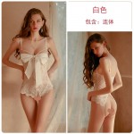 Guiruo Fun Lingerie Sexy Lace Perspective Lace Lace Bow Tie Open Cut Free One Piece Set Sent on behalf of 1542