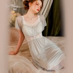 Guiruo French Sweet Court Style Sexy with Chest Pads Gathered Pajamas Can Be Outworn Short Sleeve Home Suit Set 2534