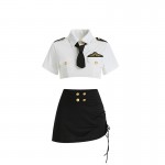 Guiruo Brand Fun Lingerie Sexy Female Police Flight Attendant Pleated Wrapped Hip Skirt Off the waist Uniform Set Issued on behalf of 1631