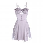 Rose Like Spring and Summer Sexy Backless Temptation Ice Silk Chest Cushion Gathered Strap Sleeping Dress Outer Robe Home Fur Set P3143