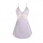 Guiruo Sexy Backless Temptation Ice Silk and Chest Cushion Gather Lace Suspender Sleeping Dress Outer Robe Home Set P3216