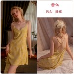 Guiruo Brand Sexy and Attractive Rural Fragmented Flowers Open Back Cross Suspended Sleeping Dress Private Home Furnishing Set Q2748