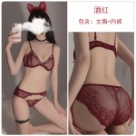 Guiruo Fun Underwear New Sexy Lace Perspective Attractive Hot Hollow Three Point Passion Uniform Set 1129