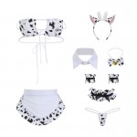 Guiruo Fun Underwear Sexy Hollow out Temptation Dew Breast Cartoon Sweet Cow Three Point Maid Uniform Set 1773