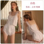 Guiruo New Sweet and Spicy Pajamas Summer Ice Thin Pure Desire Sling Short Shorts Outer Robe Three Piece Home Suit 2507