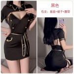 Guiruo Fun Lingerie Sexy Deep V Female Police OL Professional Decoration Body Wrap Hip Skirt Uniform Fury Set Issued on behalf of 1605