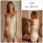 Guiruo Brand High Split Chest Cushion Hanging Pajama Dress Side Hollow Lacing Pajama Home Suit Set Issued on behalf of 1484