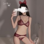 Guiruo Fun Underwear New Sexy Lace Perspective Attractive Hot Hollow Three Point Passion Uniform Set 1129