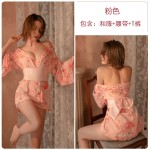 Guiruo Brand Fun Underwear Sexy Chiffon Perspective Attractive Japanese Hot Kimono Bed Uniform Set 631