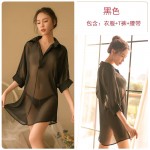 Guiruo New Chiffon Sexy Sleepwear Women's Spring/Summer Long White Shirt Fun Underwear Korean Version Shirt 243