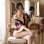 Guiruo Fun Lingerie Sexy Japanese Women's Cardigan and Kimono Lace up Role Playing Nightclub Stage Performance Dress 207