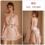 Guiruo Sexy Backless Underwear Sleeping Dress Women's Solid Lace Suspended Dress Lace up Outer Robe Women's Home Fur Set 245