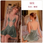 Guiruo Brand Sexy Velvet Private Room with Chest Pads Gathered Low Breast Sleeping Dress Lace Up Outer Robe Home Suit Set 2825