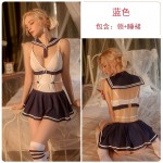 Guiruo Sexy and Fun Underwear Seduction Pure Desire Open Back, Full Hip, Pleated Short Skirt Sweet Student Uniform Set 2935