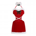 Guiruo Fun Lingerie Velvet Backless Plush Christmas Dress Sexy Love Hollow out Suspended Dress Uniform Set 2930