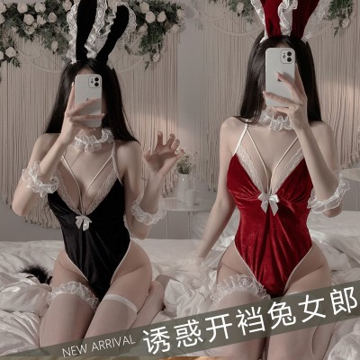 Guiruo New Sexy Velvet Casual Bodysuit Temptation Bow Comfortable Women's Home Fur Set Issued on behalf of 2077