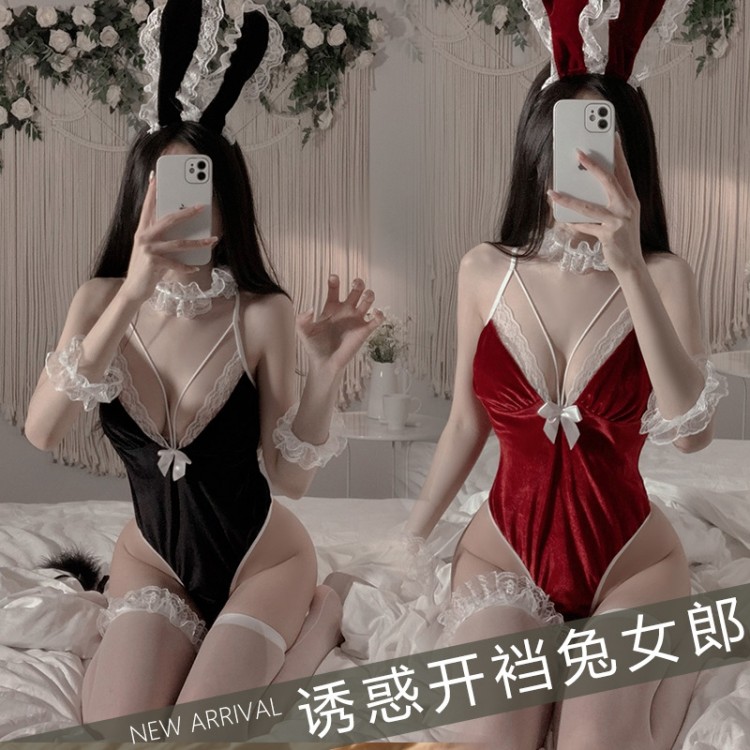 Guiruo New Sexy Velvet Casual Bodysuit Temptation Bow Comfortable Women's Home Fur Set Issued on behalf of 2077