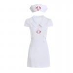 Guiruo Fun Lingerie Sexy and Spicy No Take Off Small Chest Split Nurse Dress Professional Dress Solid Color Uniform Set 1691