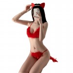 Guiruo Fun Underwear Sexy Perspective Hollow out Three Point Plush Cat Girl Passionate Hot Uniform Set 1948