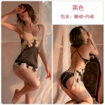 Guiruo Fun Lingerie Sexy and Sexy, Sexy and seductive Lace Teasing Lace Lace Lace Lace Lace Strap Sleeping Dress Home Suit Set 966