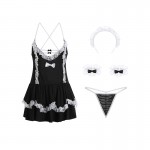 Guiruo Fun Underwear Sexy Deep V Lace Sweet Fluffy Skirt Maid Sling Sleeping Dress Uniform Sexy Set 1390