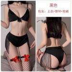 Guiruo Fun Lingerie Women's Sexy Hot Strap Bikini Three Point Uniform Open Crotch No Take Off Set Sent on behalf of 428