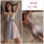 Guiruo Sexy Satin Bow Strap Sleeping Dress Pure Lust High end Summer Ice Home Fur Set 2257