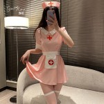 Guiruo Fun Lingerie Sweet Lacing Bow Passionate Nurse Dress Role Playing Pure Desire Uniform Set 2583