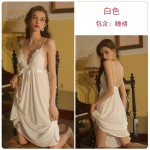 Guiruo Sexy Plus Chest Cushion Hanging Pajama Dress Mesh Private Room Solid Small Chest Pajamas Outer Robe Home Suit Set 1727