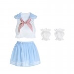 Guiruo Academy Wind Blue White Navy Polo Neck Sexy Off waist Short Skirt Sweet and Seductive Fun Uniform Set 3206