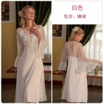 Guiruo New Women's Sexy and Sweet Mesh Suspended Sleeping Dress Casual and Comfortable Pure Lust Home Suit Set J2638