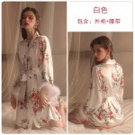 Guiruo Brand Sexy Temptation Pajamas Printed Sweet Beauty Comfortable and Breathable Lace up Outer Robe Home Set 19279