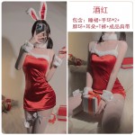 Guiruo Velvet Low cut V-neck Sexy Slim Fit Velvet Suspender Sleeping Dress Cloak Christmas Uniform Fun Set 1115