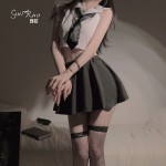 Guiruo Sexy Shirt Collar Hanging Neck Open Back Temptation and Hip Short Skirt Workplace OL Hot and Spicy Women's Uniform Set 2948